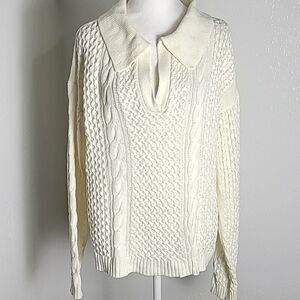 Cato Off-White Cable Knit Pullover Sweater, Size 14/16W